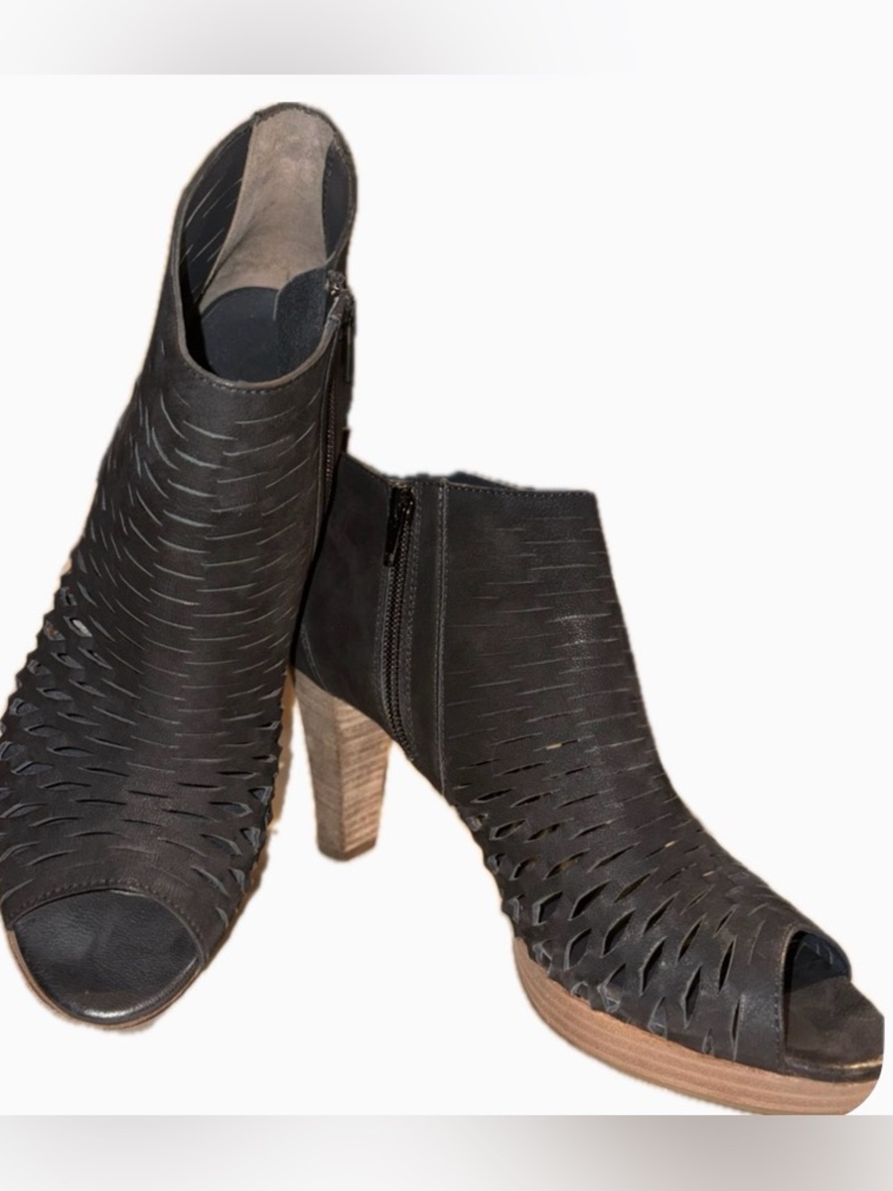 Paul Green Black Cutout Peep Toe Booties